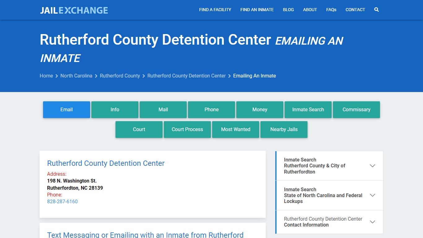 Inmate Text, Email - Rutherford County Detention Center, NC - Jail Exchange